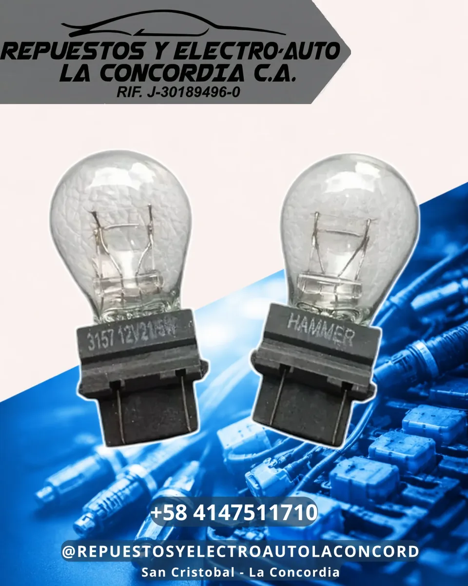 BOMBILLO 3157 BASE PLASTICA 2 CONTACTO HAMMER