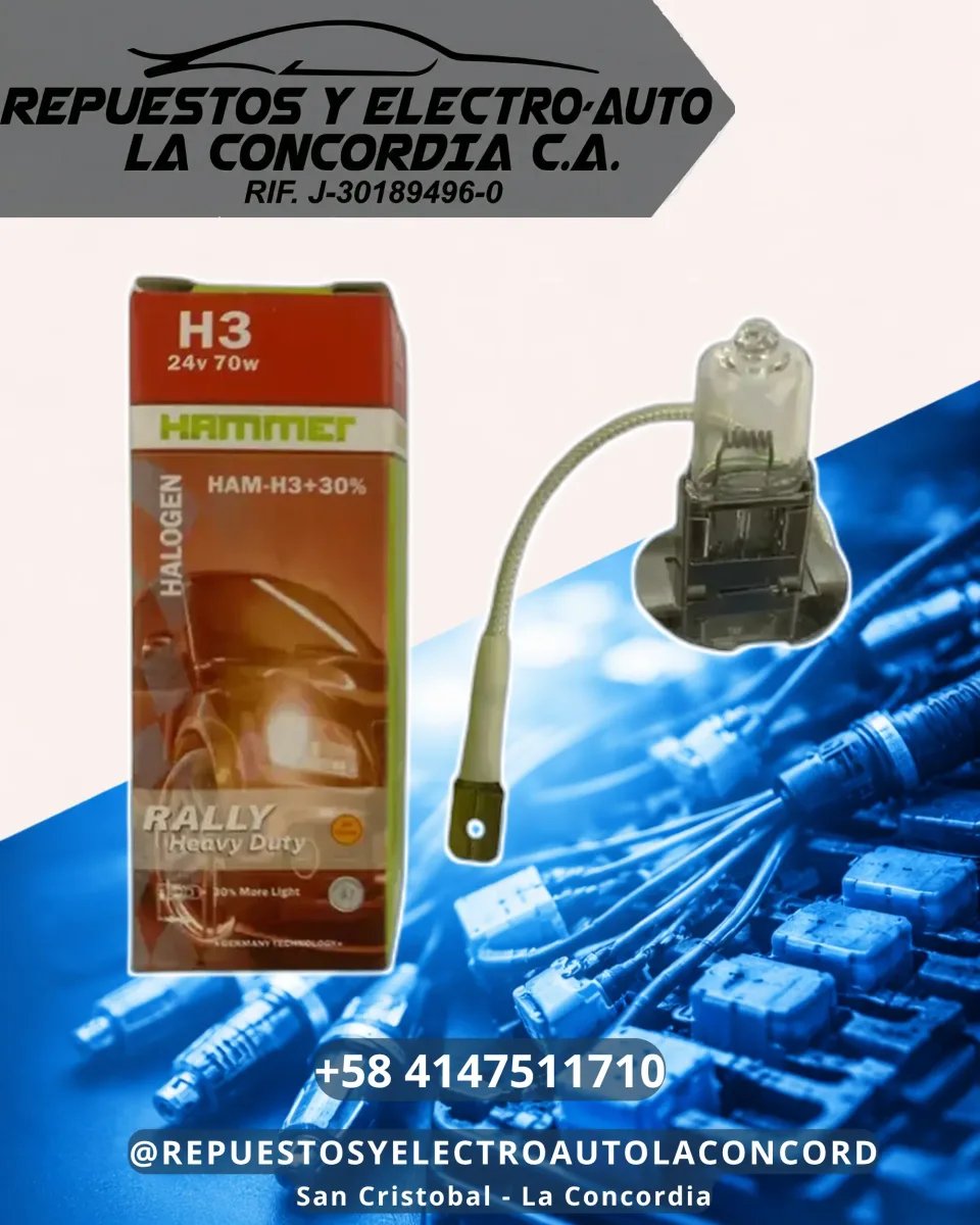 BOMBILLO HALOH H3 RALLY 30% 24V 70W HAMMER