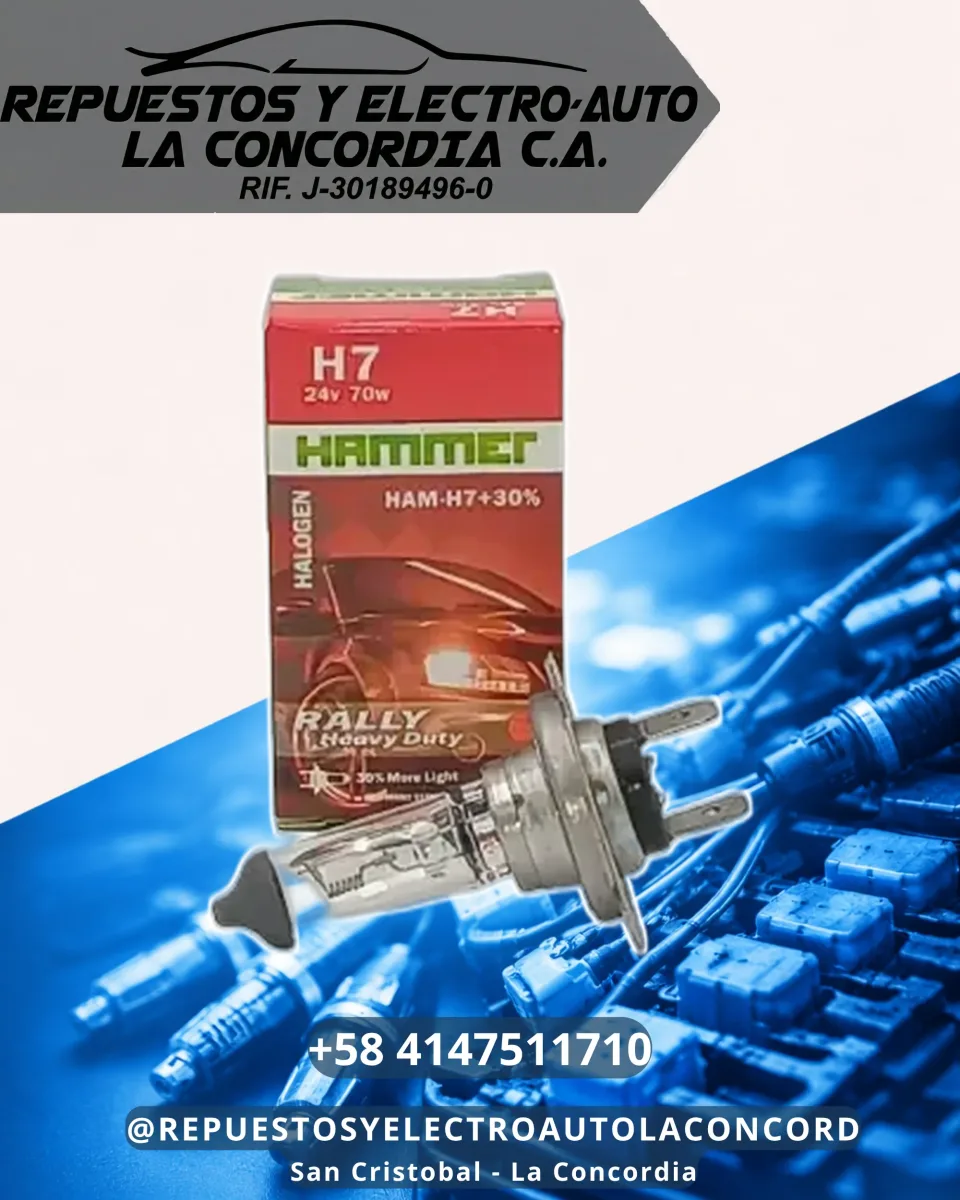 BOMBILLO HALOG. H7 RALLY 30% 24V 70W HAMMER