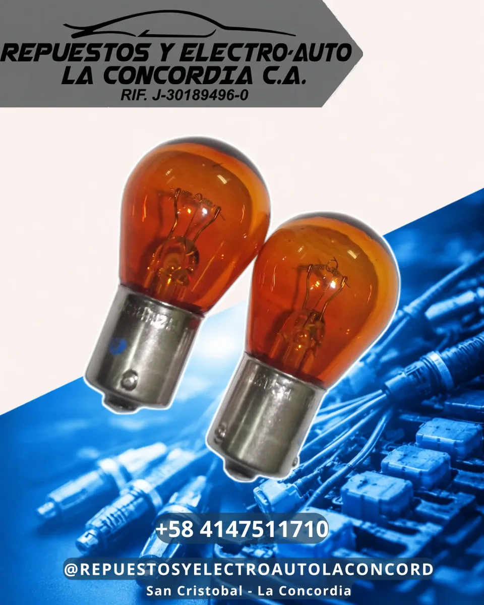 BOMBILLO 1073 1156 1CONTACTO BASE METALICA AMBAR